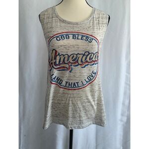 God Bless America Tank Top Patriotic Sleeveless Tunic‎ Casual Tee